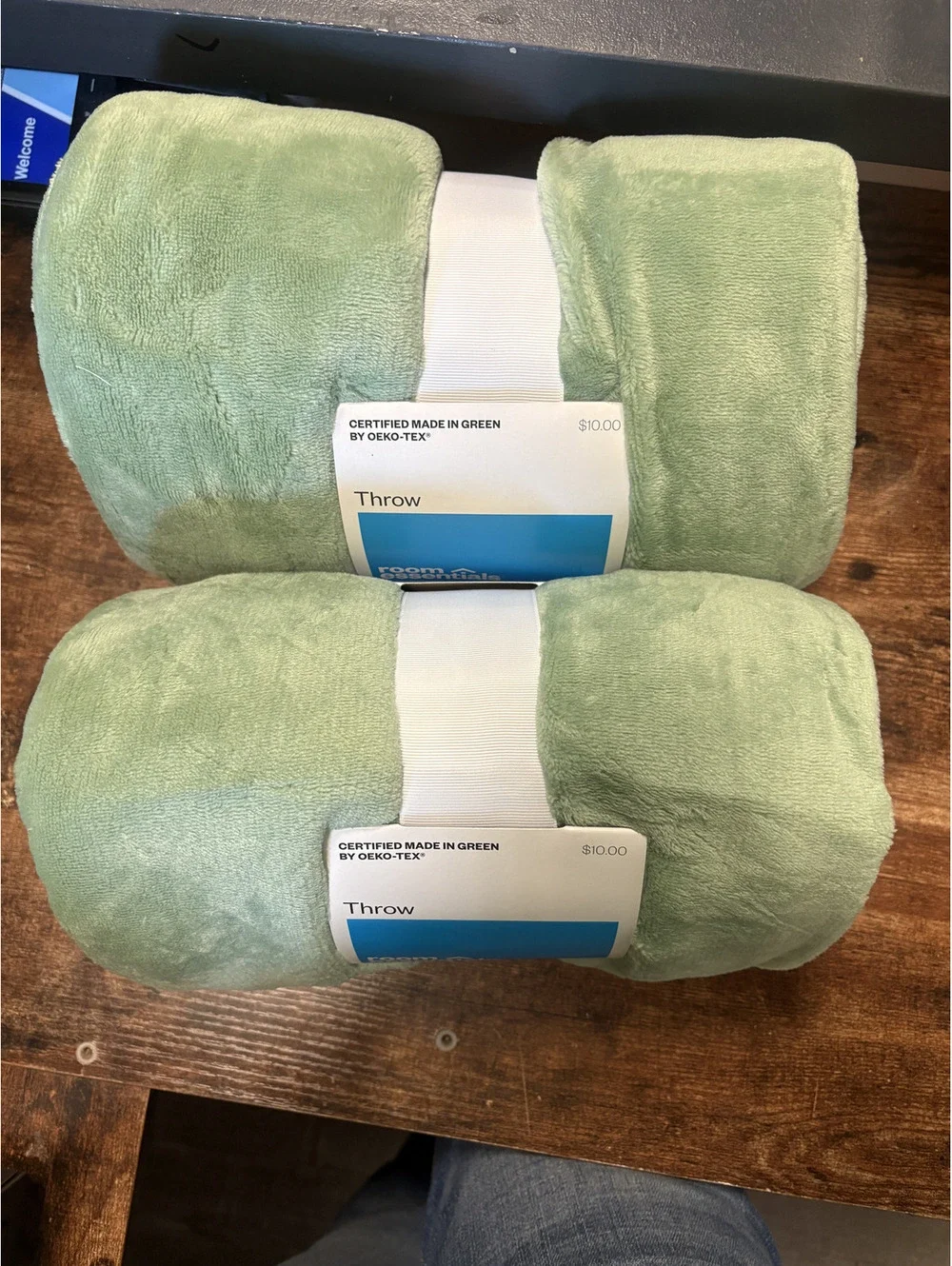 Room Essentials Sage Green Plush Throw Blanket (50